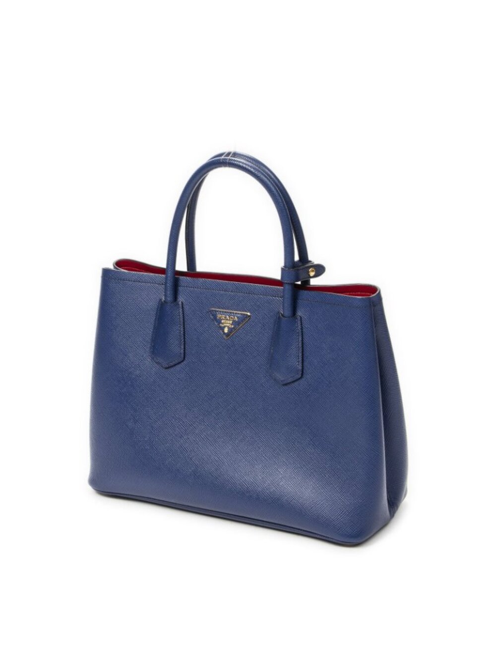 Prada Cuir Double Handle Tote Navy Saffiano Leather - Picture 2 of 10